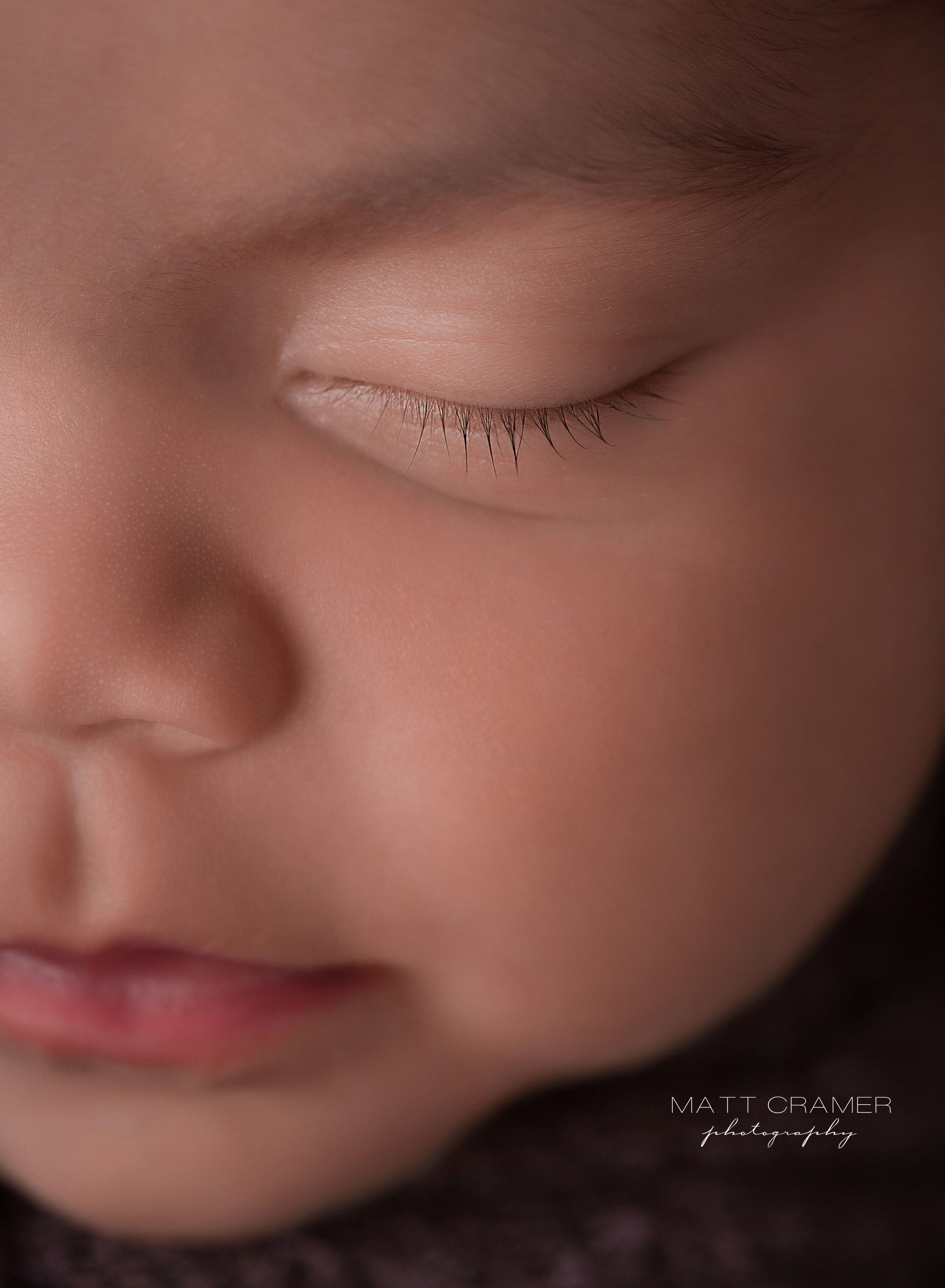 Macro shot of baby girl eyelash