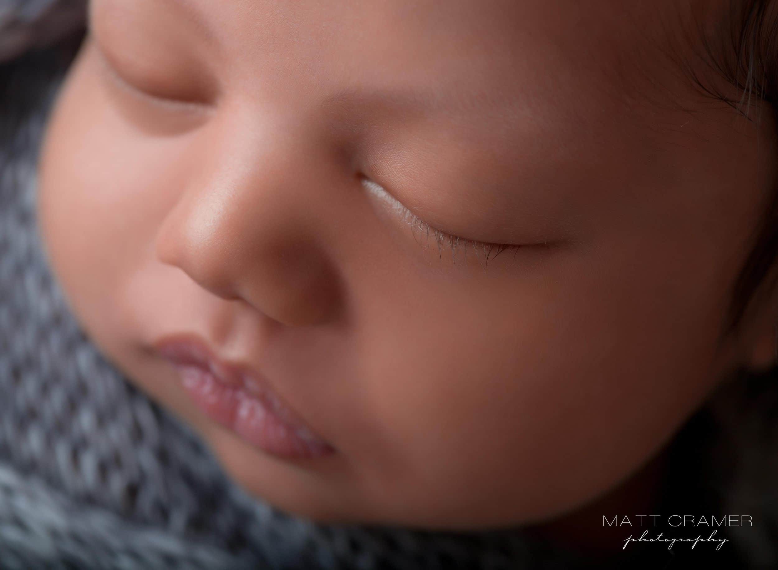 macro close up of baby's face