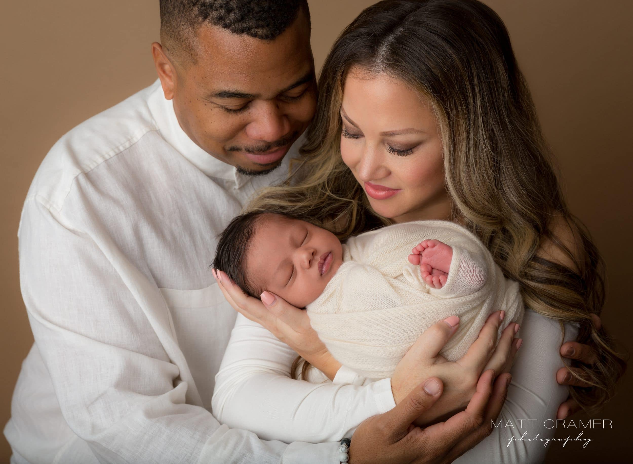 new parents and baby during los angeles newborn photography session