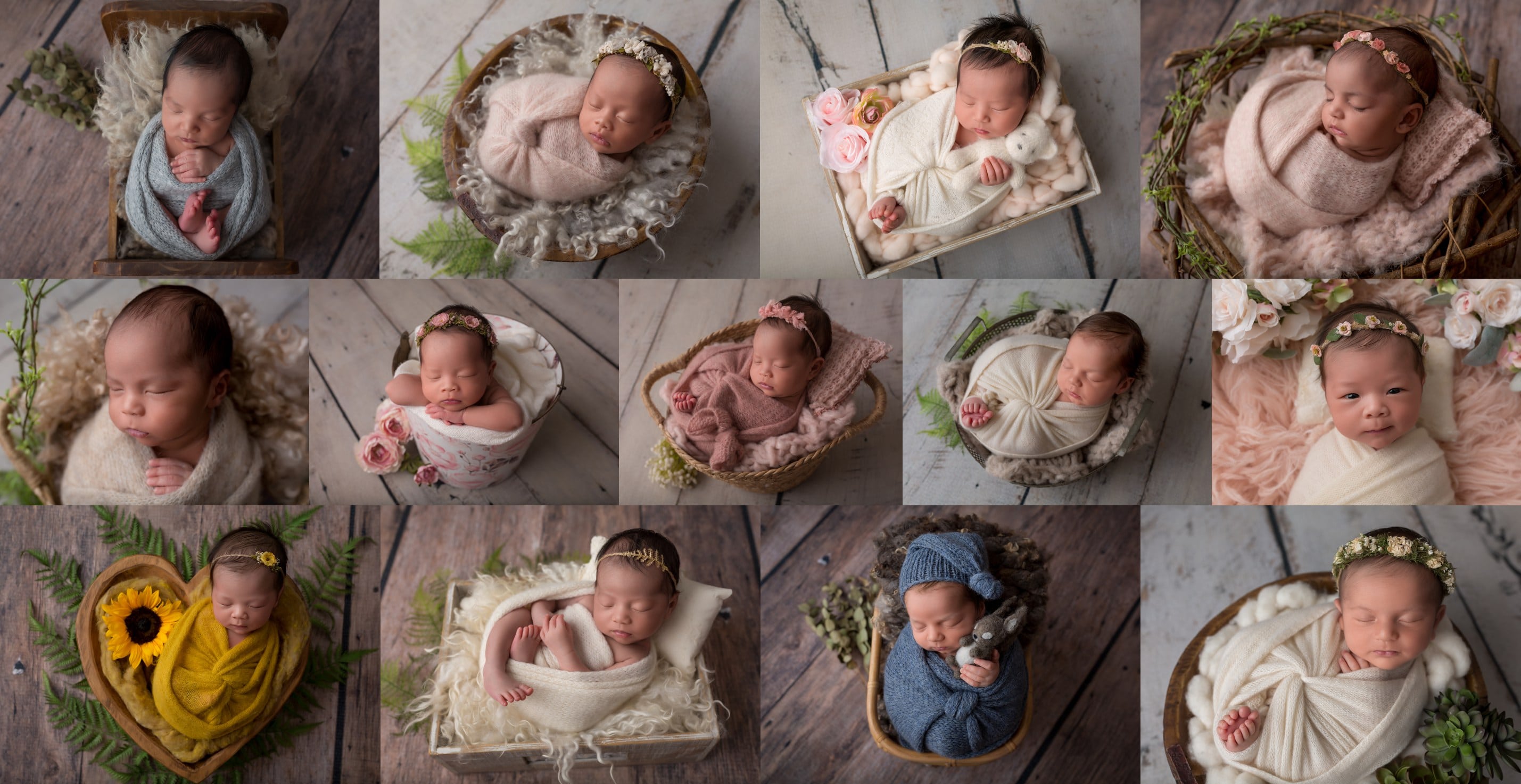 collage of newborn babies