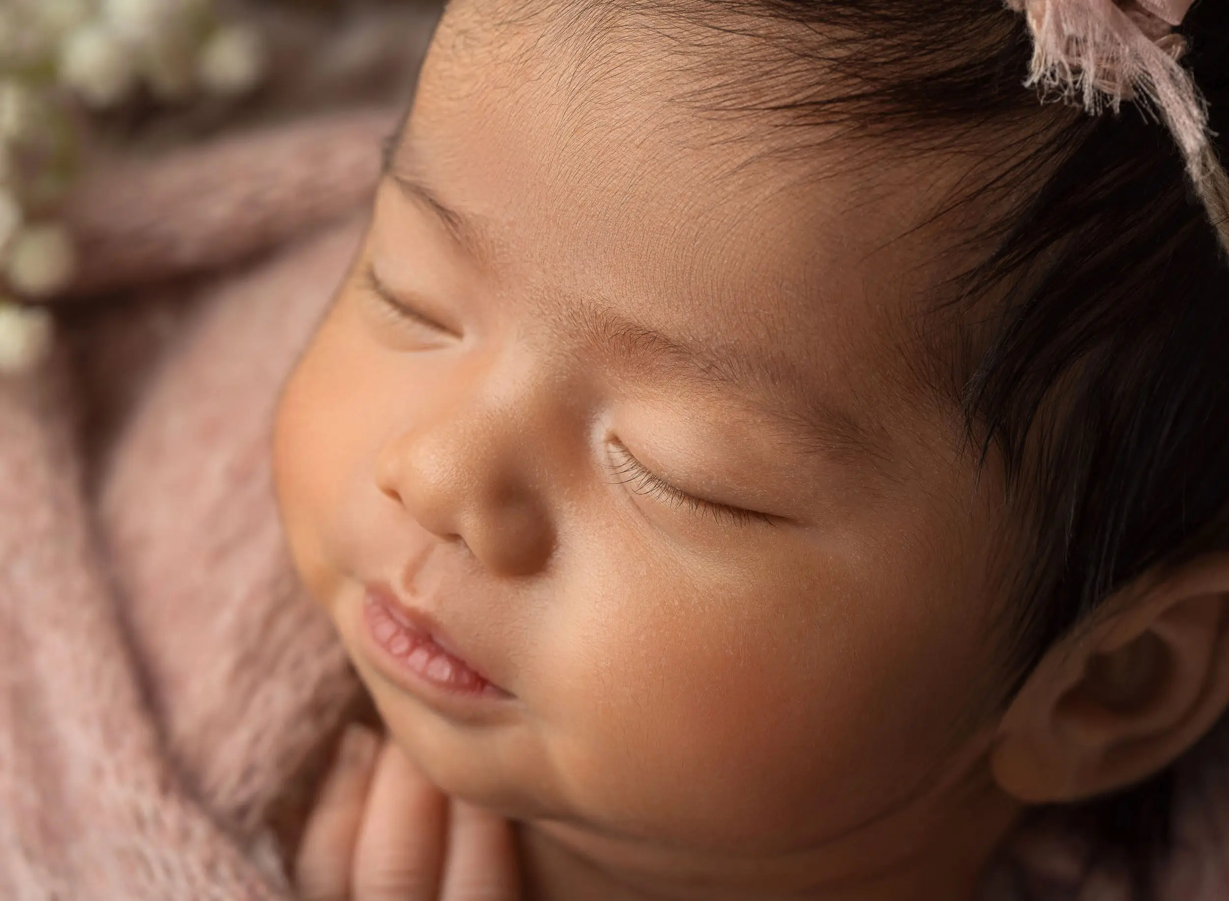 close up of baby face macro shot