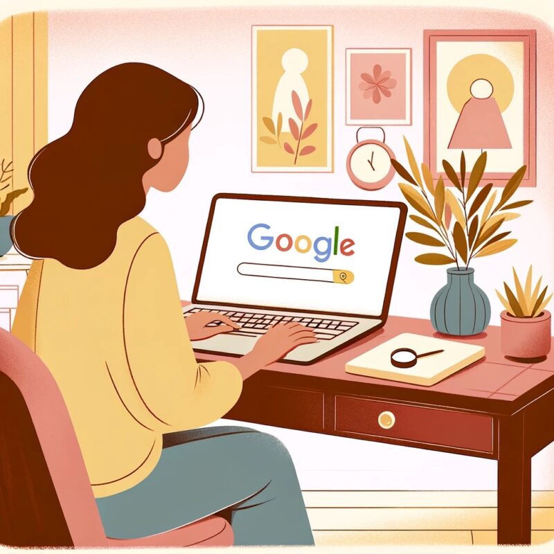 illustrated graphic of parent googling for newborn photographer